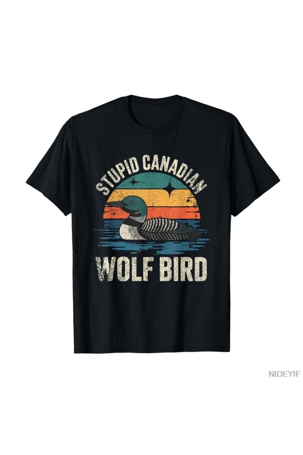 Silly Canada Wolf Bird Romance Hockey Fans t Shirt for Men Women 100% Cotton Lu