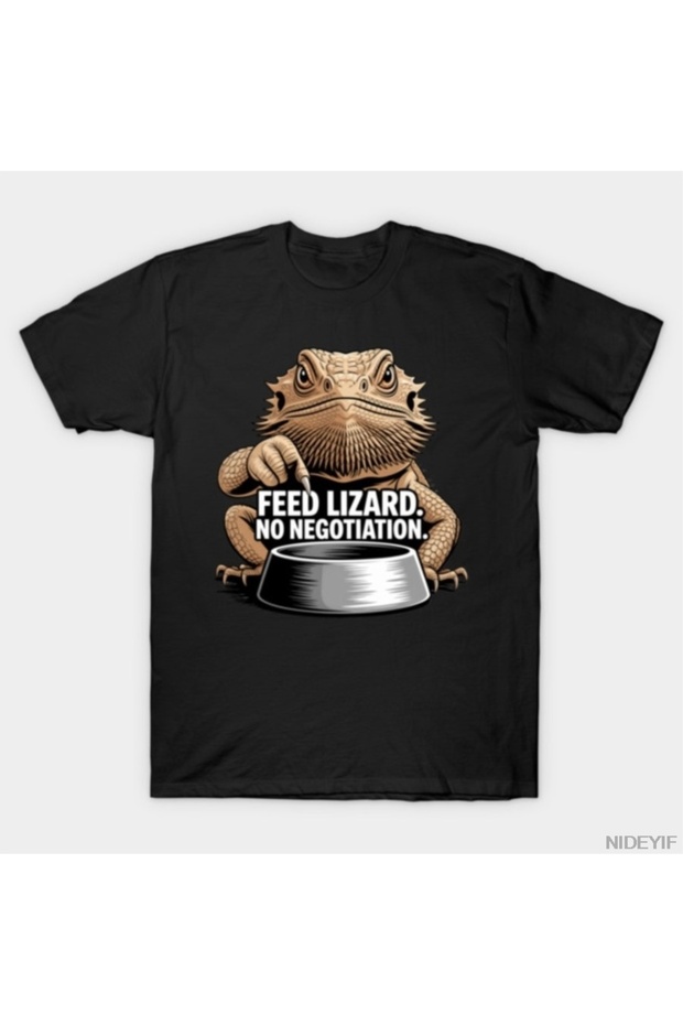Feed Lizard No Negotiation Funny Reptile T-Shirt for Men Women 100% Cotton t Shirt K