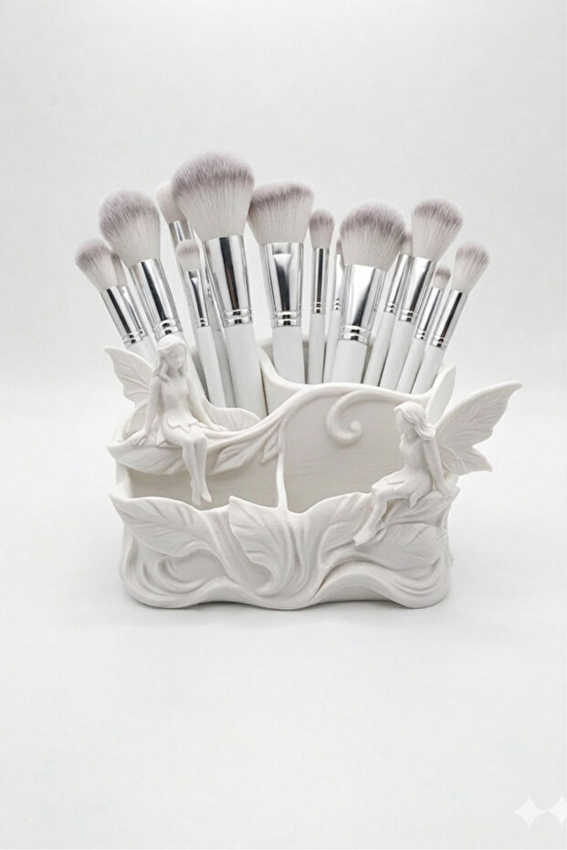 Multi-Purpose Organizer with Fairy Figure | Makeup Brush Organizer | Decorative Desktop Pen Holder 13X13Cm