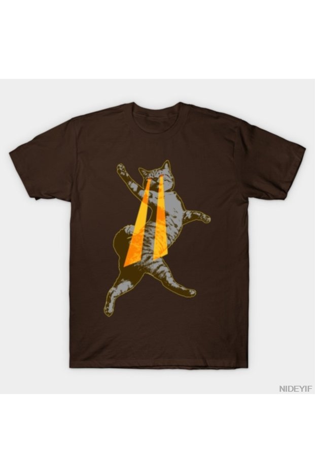 Laser Cat Attack Vintage 90S Graphic T-Shirt 100% Cotton t Shir for Men Women