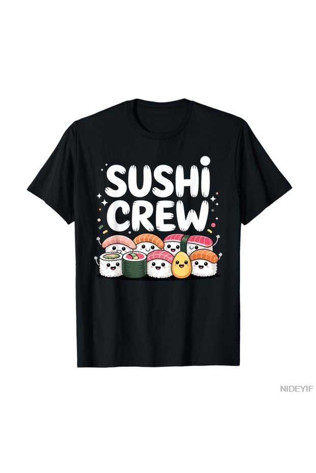 Funny Sushi Art t Shirt for Men Women 100% P Cotton U T-Shirts Short Sleeve Tops 0225