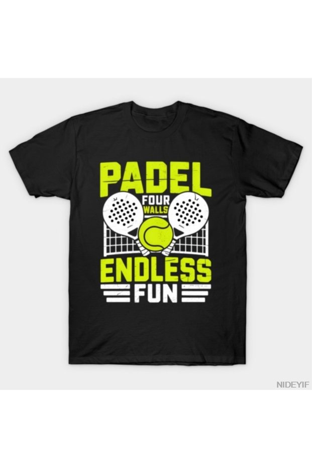 Padel Four Walls, Endless Fun Funny Player Equipment T-Shirt for Men Women 100%