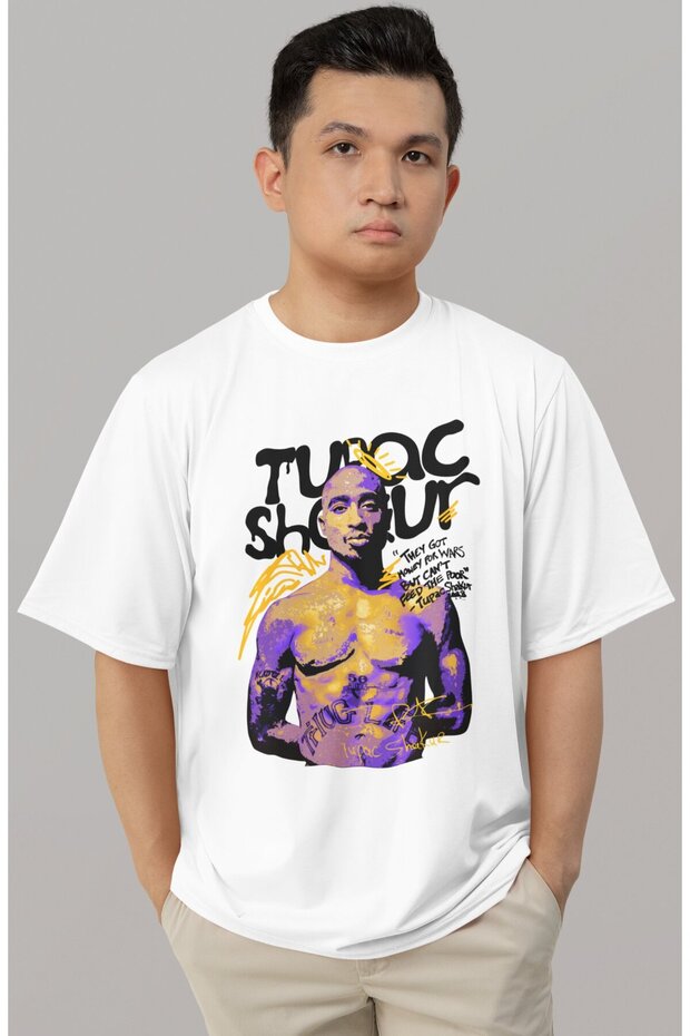 تي شيرت بتصميم توباك رابر سينغور 2Pac مطبوع للجنسين مقاس كبير