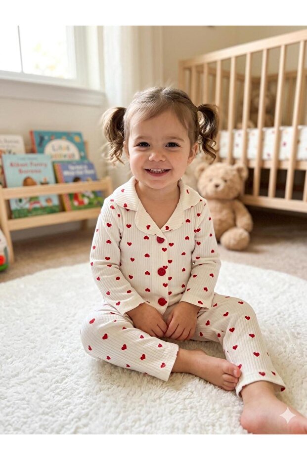 Button-Front Children's Pajama Set 1-4 Years Old Terry Fabric