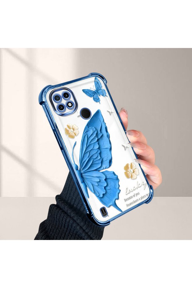 Realme C21 Compatible Butterfly Printed Transparent Silicone Shock-Absorbing Case Stylish and Durable