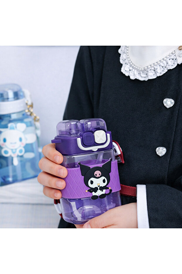 Design Double-Mouthed School Water Bottle - Leak-Proof Water Bottle with Straw and Flowing Water Feature