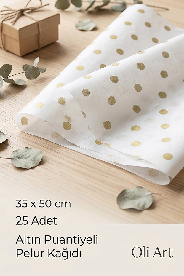 Gold Polka Dot Pack Wrapping Paper – Gift Wrapping Paper | 35X50 cm | 25 Pieces |
