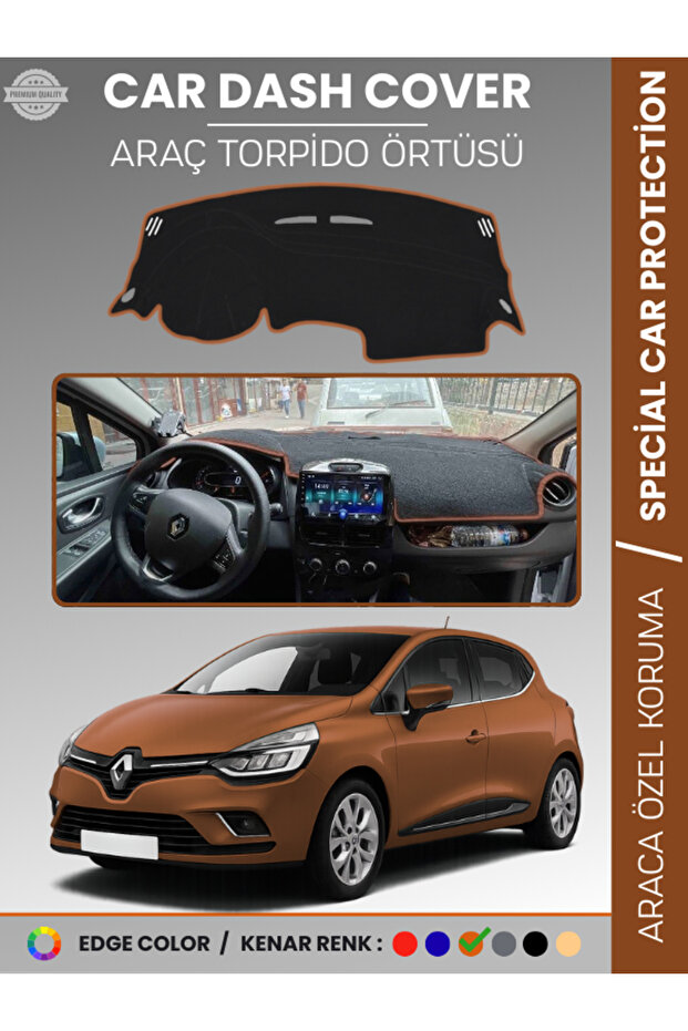 Renault Clio 4 (2012-2020) Dashboard Cover Front Chest Protection Dashboard Protection Perfect Fit Non-Slip