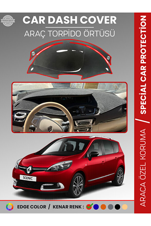 Renault Scenic 3 (2009-2016) Dashboard Cover Front Chest Protection Dashboard Protection Full Fit Prevents Cracking