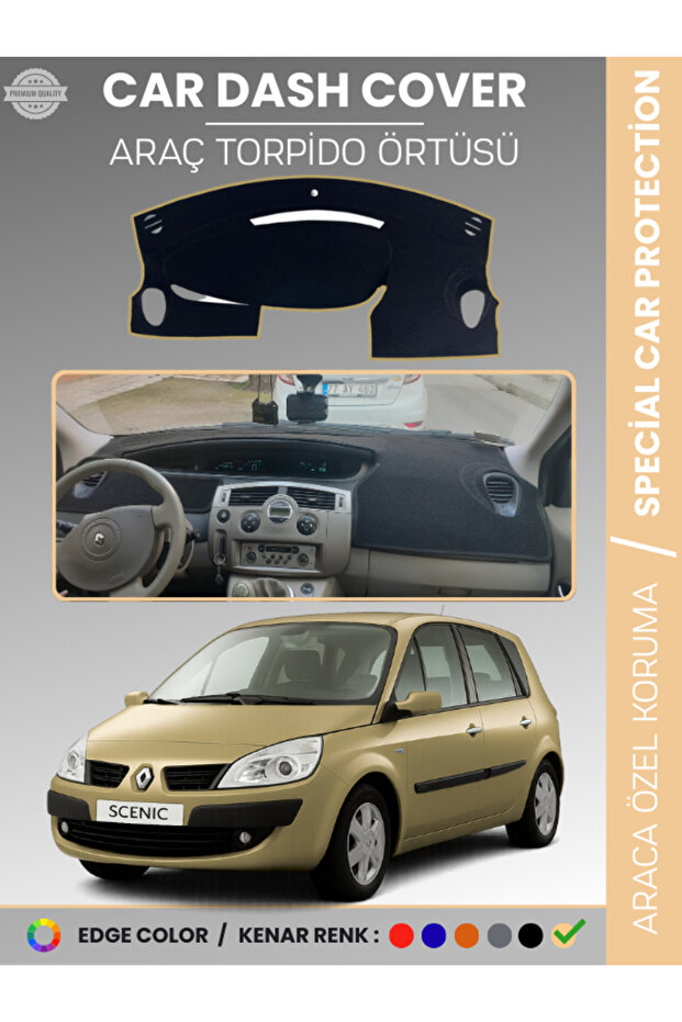 Renault Scenic 2 (2003-2009) Dashboard Cover Front Chest Protection Dashboard Protection Full Fit Prevents Cracking