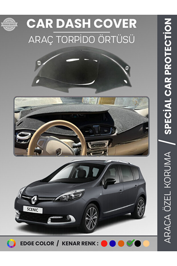 Renault Scenic 3 (2009-2016) Dashboard Cover Front Chest Protection Dashboard Protection Full Fit Prevents Cracking