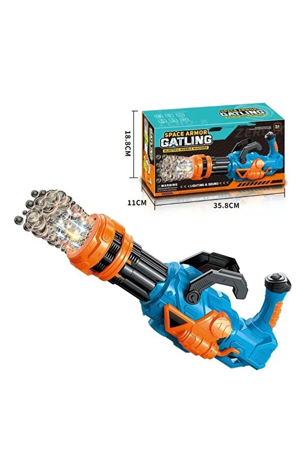 بندقية فقاعات الغاتلين الفضائية | إلكترونية مع إضاءة | Space Armor Gatling Bubble Gun
