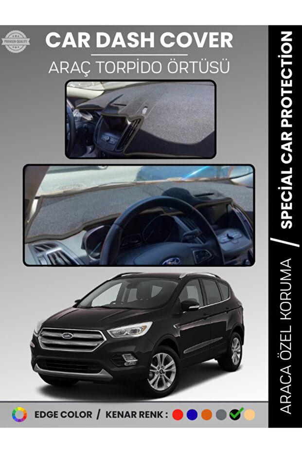Ford Kuga (2015-2019) Dashboard Cover Front Chest Dashboard Protection Full Fit Non-Slip Easy Installation