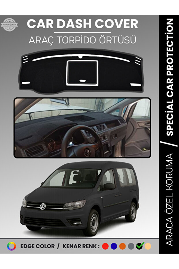 Volkswagen Caddy (2015-2021) Dashboard Cover Front Chest Protection Dashboard Protection Full Fit Prevents Cracking