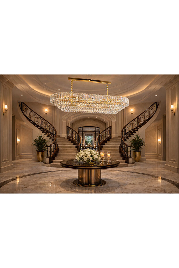 rectangular crystal chandelier - 1