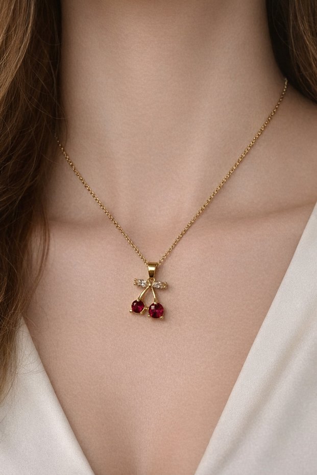 Vikie Cherry Figured Gold Color Stainless Steel Gold Necklace