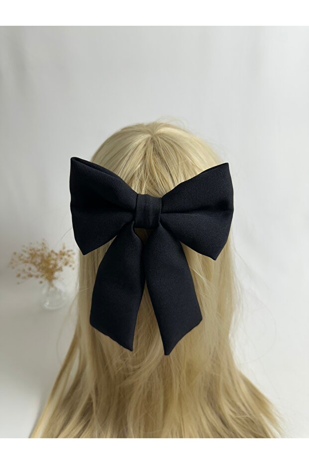 Black Double Crepe Bow Automatic Buckle