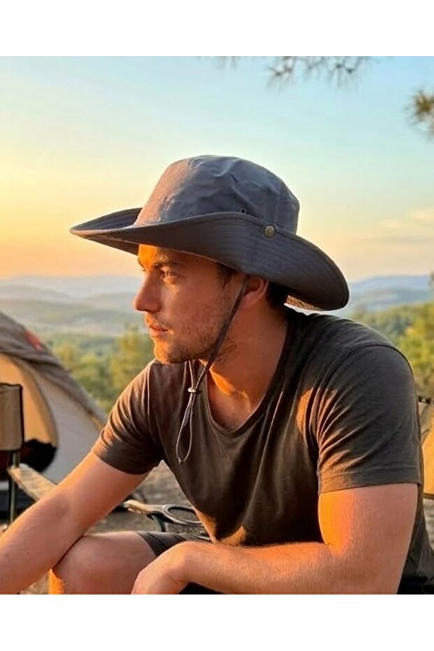 Men's Wide Brim Outdoor Adjustable Drawstring Safari Summer H Lightweight Camping Trekking Hat