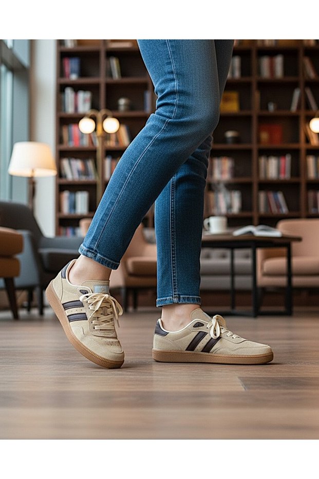 New Model D Flat Sole S Sneakers Sand Color Women's Sports Shoes