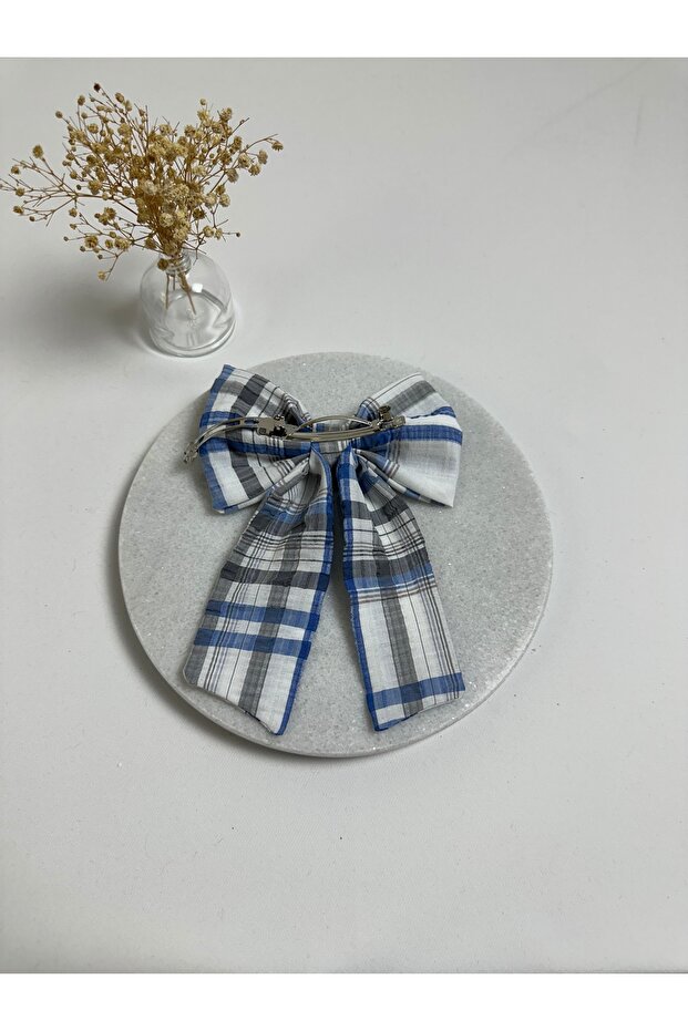 مشبك تلقائي على شكل فيونكة منقوشة - 4