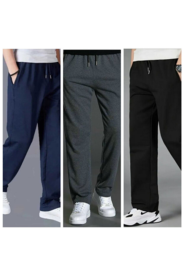 3-Piece Men's Pants with Relaxed Cut and Comfortable Waist (Regenerated Fabric)
