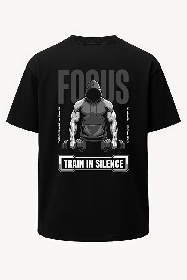Oversized Focus Fitness Gym Back Printed Wide Cut T-Shirt