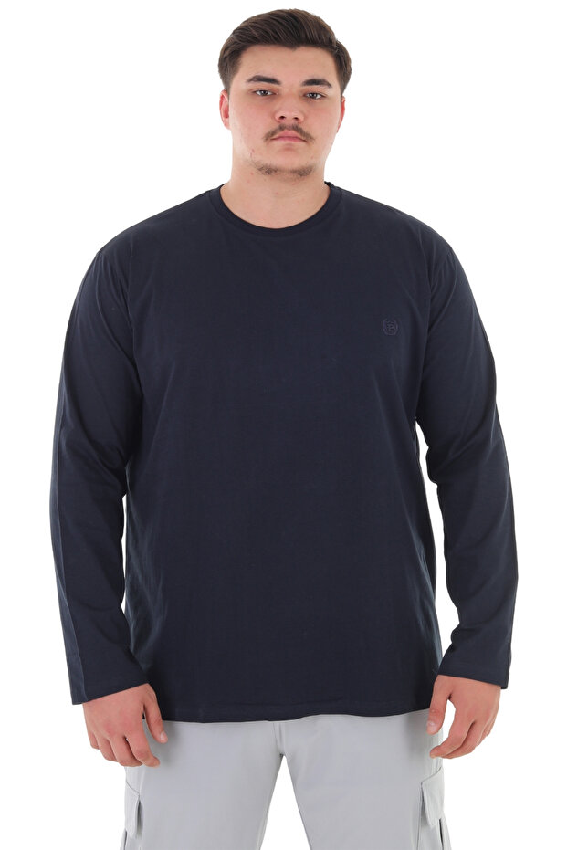 marufshop Erkek 115-155 Kilo Arası İçin Uygun Uzun Kol Bisiklet Yaka Mevsimlik Düz Renk İnce Sweatshirt Laci