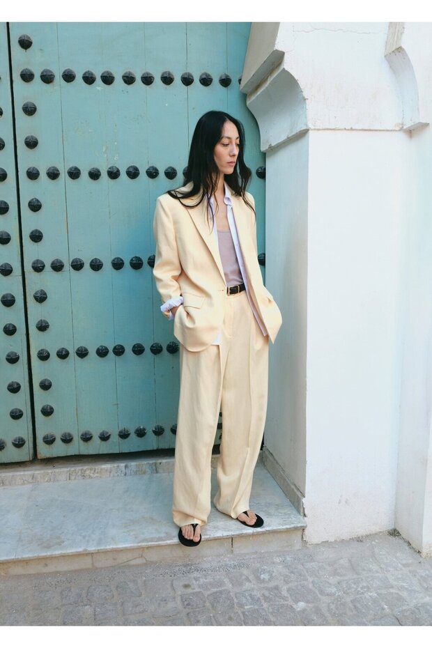 Keten blazer ceket - 1