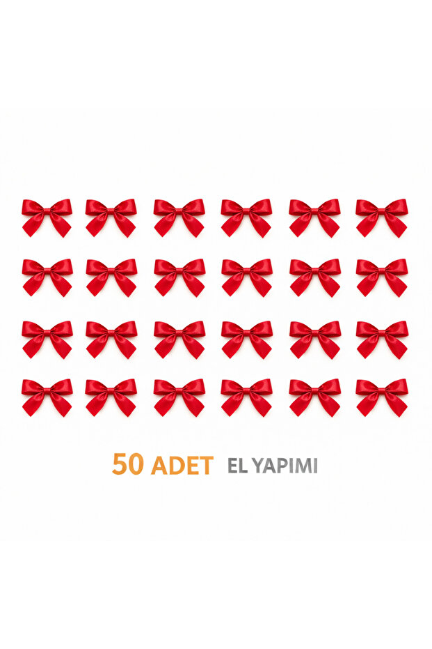Red Wedding Candy, Gift Ornament, Balloon Ornament, Ready-Made Bow Satin Ribbon 10mm 50 Pieces