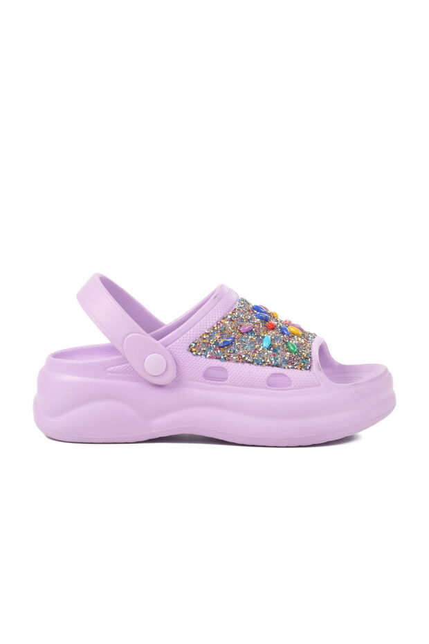Lilac Embroidered Eva Women's Sabo Slippers