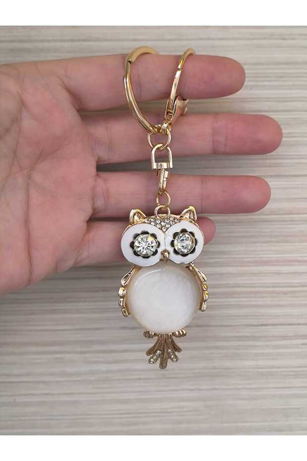 Cute Owl Figurine with Gold Color Stone