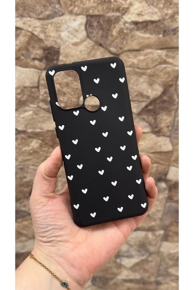 Casper Via F20 Compatible Mini White Heart Patterned Silicone Shock-Absorbing Classic Protected Rubber Case
