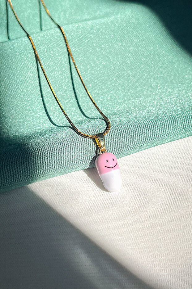 Steel Necklace with Medicine Capsule Figure