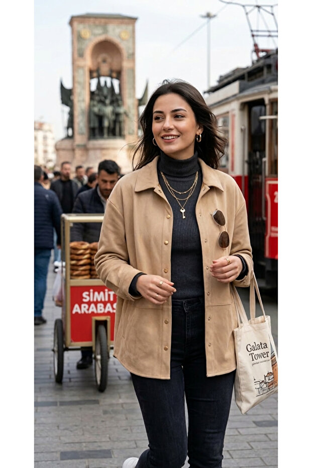 Kadın süet gömlek - 1