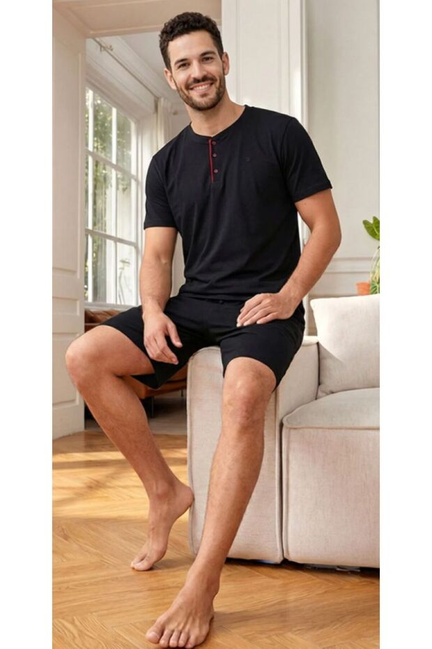Men's Cotton 3-Piece Short Sleeve T-Shirt, Shorts and Long Pajama Set