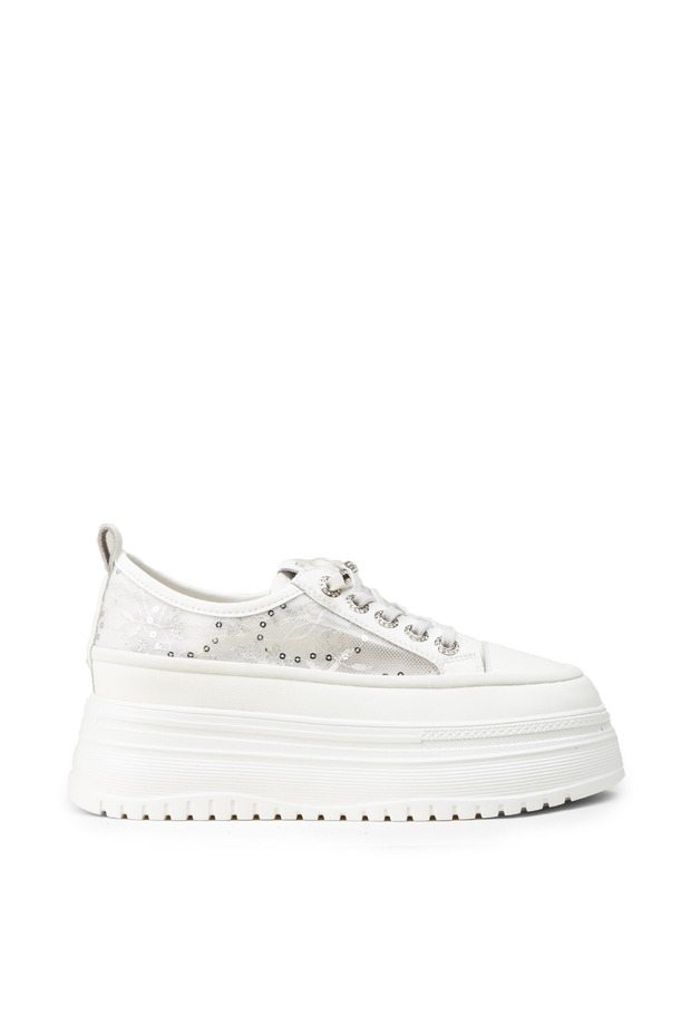 Women's White Platform Sneakers