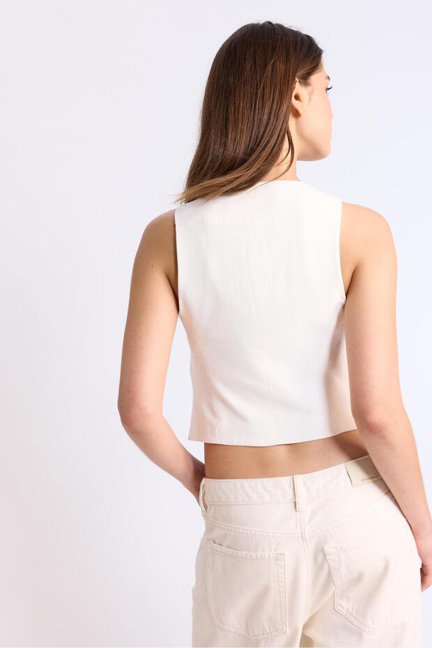 basic keten görünümlü yelek - 5