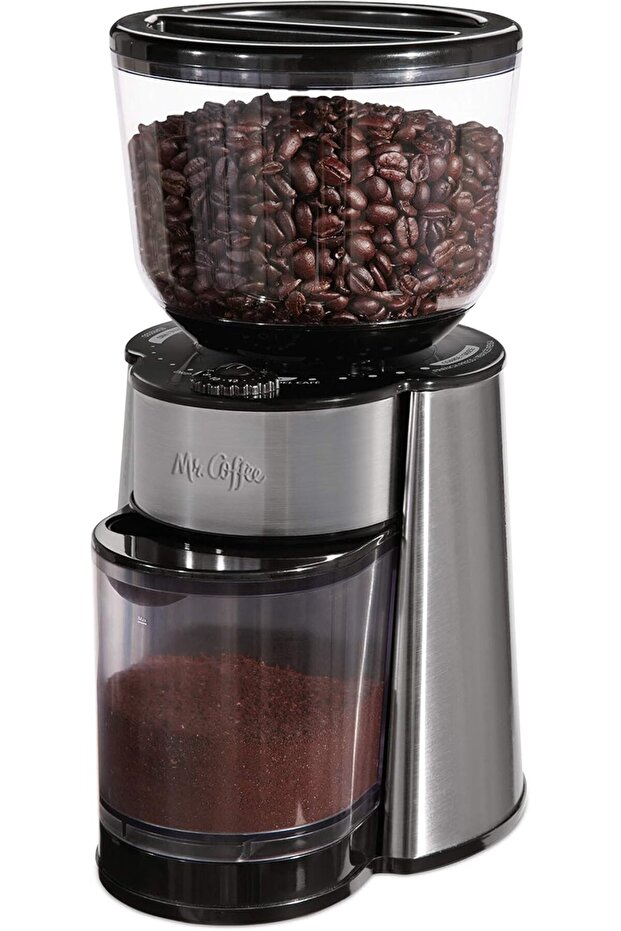 Automatic Burr Mill Coffee Grinder, 18 Custom Grind Settings for Pour Over to Espresso, Silver