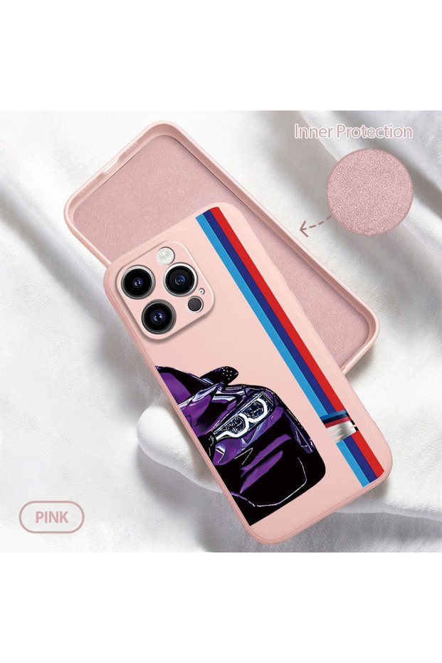 iPhone 14 Pro Compatible Bmw Pattern Soft Silicone Phone Case with Velvet Camera Protections
