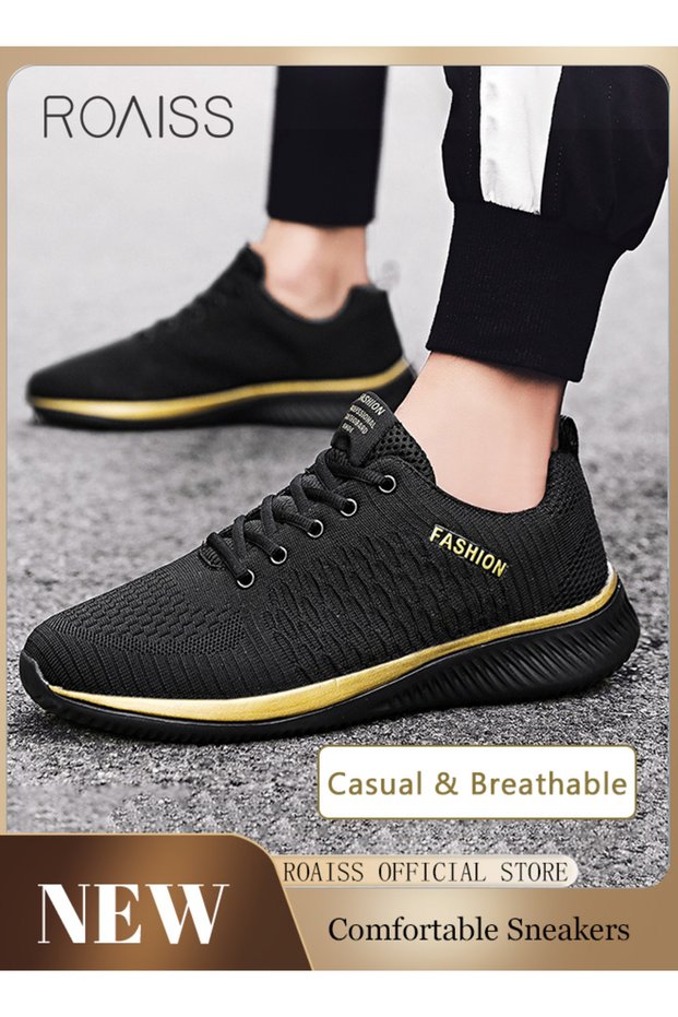 Men Stylish Low Top Sneakers, Lightweight Breathable Trainers for Men, Lace up Non Slip Sports Shoes