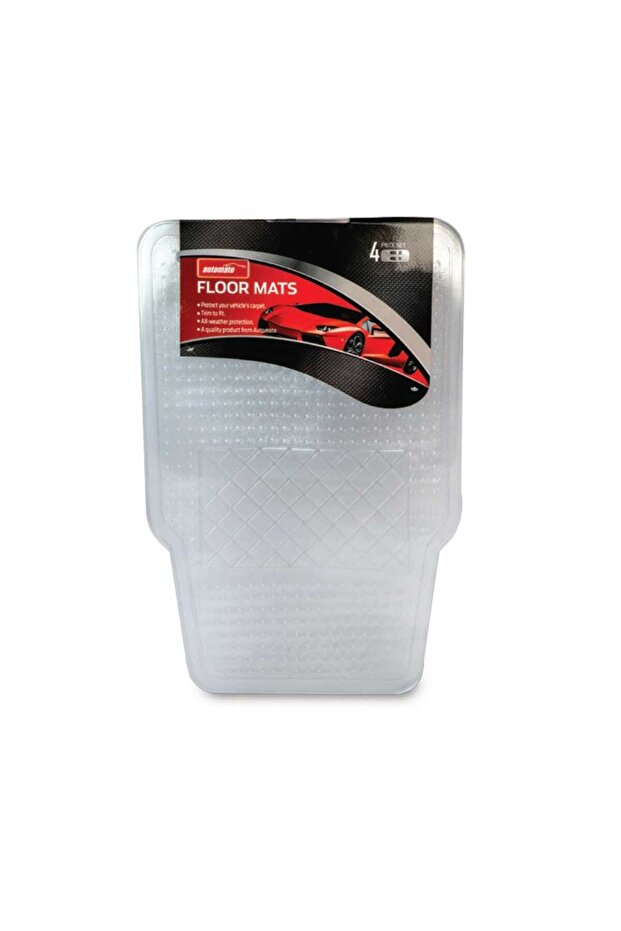 PVC Car Mat, 4 pcs, Silver