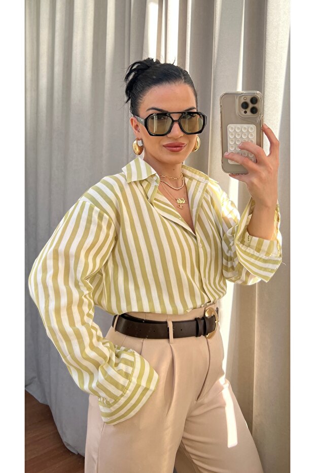 Peanut Green Striped Shirt