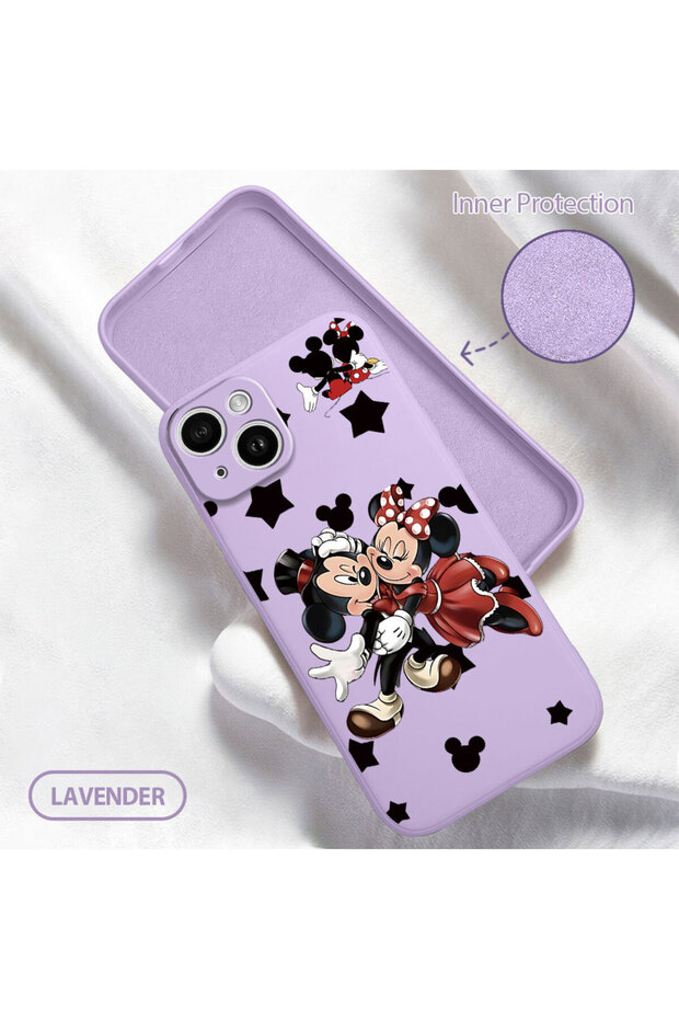 iPhone 14 Compatible Soft Silicone Phone Case with Velvet Camera Protections Mickey Pattern