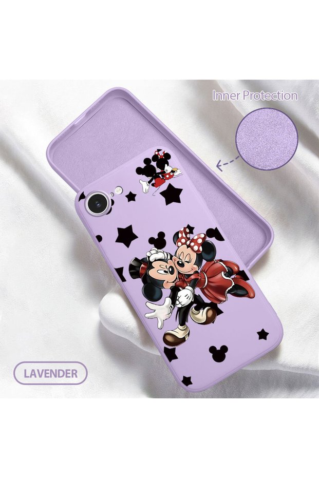 iPhone 17E Compatible Soft Silicone Phone Case with Velvet Inside and Camera Protection, Mickey Pattern