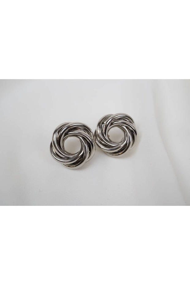 Kp352 Gold Color Textured Round Earrings (Diameter 22 mm)