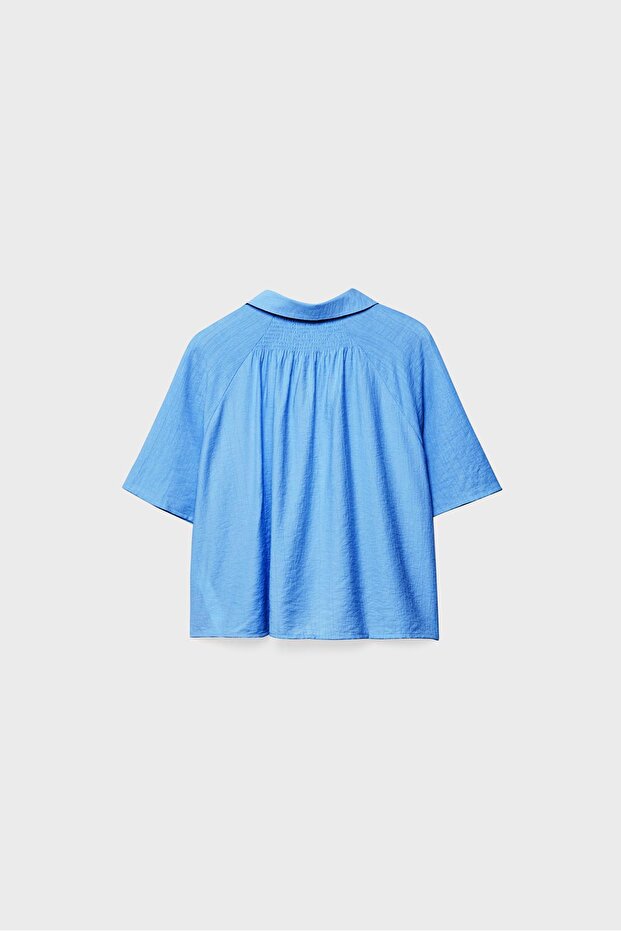 Düğmeli dökümlü gömlek - 7