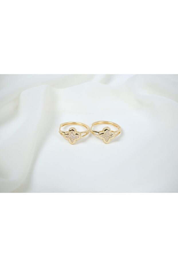 Kp354 Color Clover Model Stone-Set Hoop Earrings (Inner Diameter 20 mm)