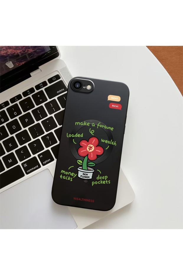iPhone 8 Compatible Transparent Magsafe Wireless Soft Silicone Phone Case Flower Pattern