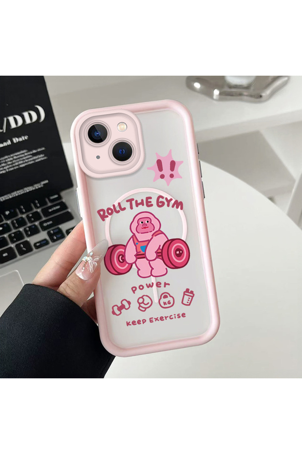 iPhone 15 Compatible Transparent Magsafe Wireless Corner Silicone Phone Case Halter Pattern