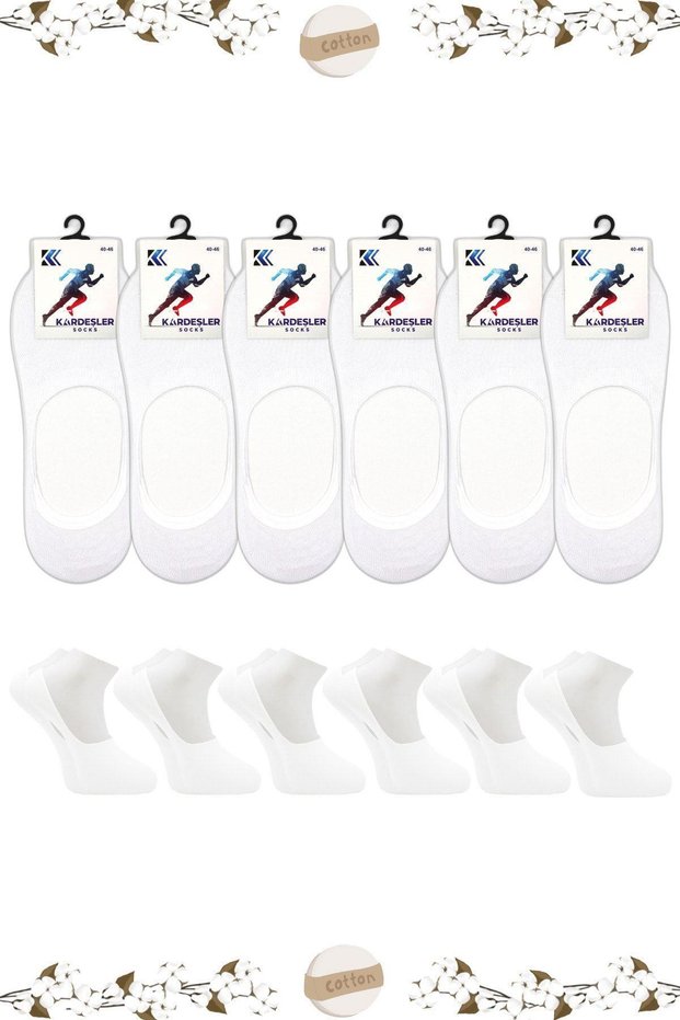 Men's Ballerina White Socks Cotton Seamless Invisible Anti-Slip Heel Silicone Pack of 6